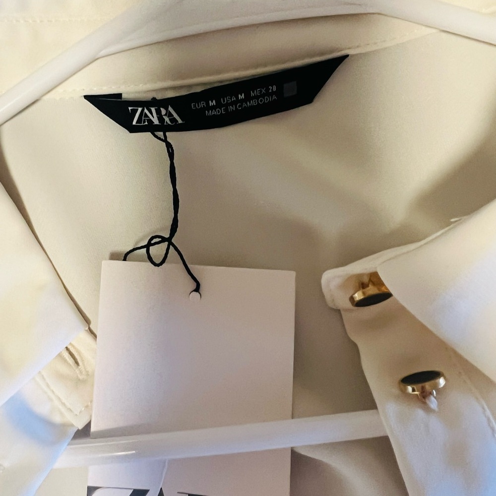 Zara  Women Ivory Long Sleeve Blouse m
